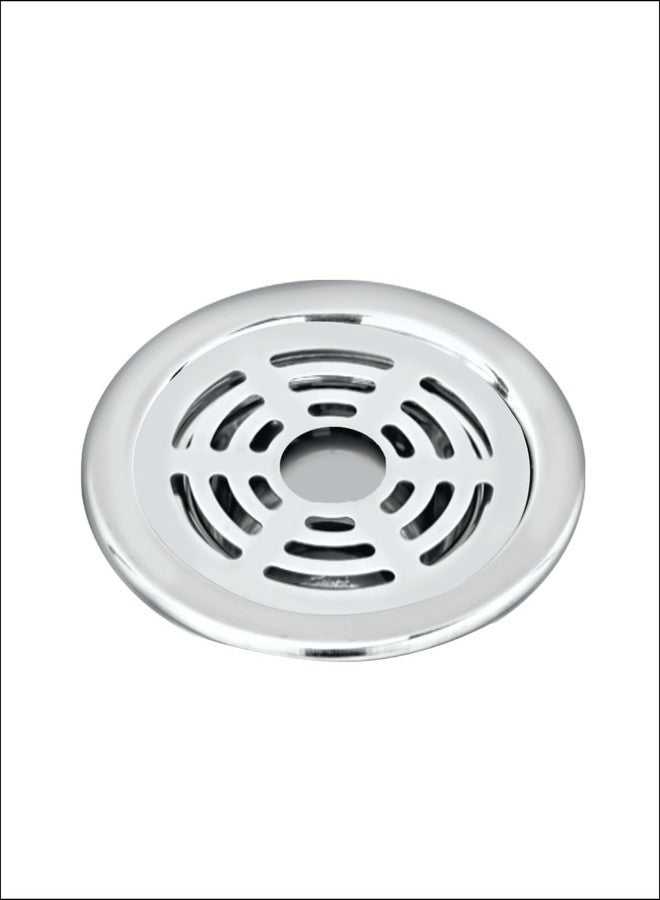 Sanjay Chilly Ringo Round Floor Drain with Pipe Hole 4 Inch Stainless Steel 304 Grade Luxurious Bathroom Gratings Water Drain Strainer Bathtub Laundry Sink Washbasin (Round Ringo Gypsy Silver 4 Inch) - Image 1